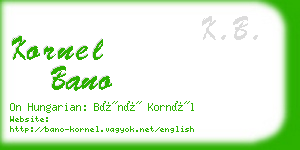 kornel bano business card